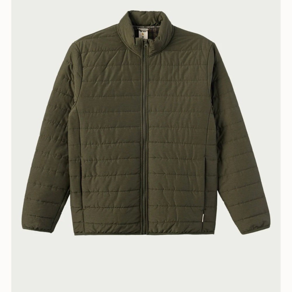 Voyager Men's Forecast Olive Green Quilted Jacket Size Medium Fleece Lined